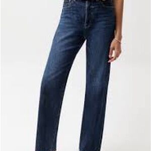 Petite Cassie Super High-Rise Straight Leg Jeans - Dark Blue 27p